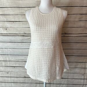 Anthropologie Deletta Elegant Cream Sleeveless Top